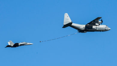 KC-130J refuels FA-18 Hornet