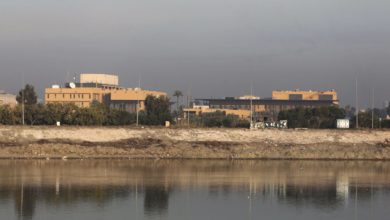 A general view shows the US embassy across the Tigris river in Iraq's capital Baghdad on January 3, 2020.