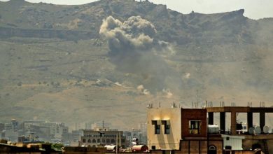 Smoke billows following a reported airstrike by the Saudi-led coalition in the Yemeni capital Sanaa, on July 1, 2020