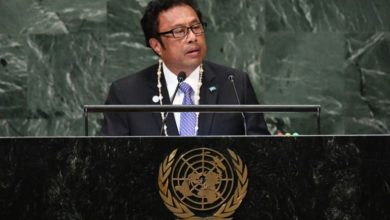 President of Palau Tommy Remengesau addresses a meeting at the United Nations.