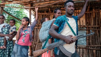 An Ethiopia's Amhara Region militia man poses in the town of Musebamb, 44 kms northwest from Gondar.