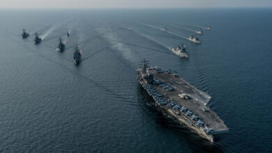 The US Navy’s only forward-deployed aircraft carrier, USS Ronald Reagan (CVN 76), steams in formation with ships from Carrier Strike Group Five (CSG 5) and the Republic of Korea Navy (ROKN) during Exercise Invincible Spirit.