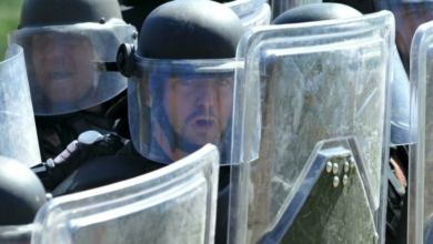Members of the European Union's military force in Bosnia and a company of Bosnian Armed Forces train during a riot simulation exercise in April 2013