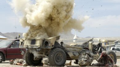 Simulated IED detonates during US Army training scenario