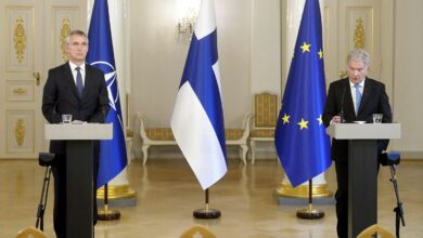 NATO secretary-general Jens Stoltenberg with Finland’s president Sauli Niinisto