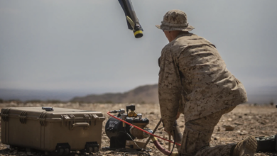 US Marine launches Switchblade 300 drone during training