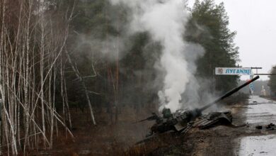 Russian tank destroyed in Ukraine