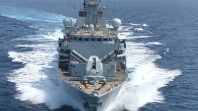 HMS Montrose accompanying merchant vessels in the Gulf