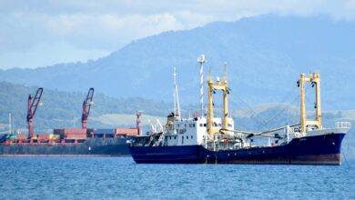 Ships are seen anchored near the Solomon Islands’ Honiara port