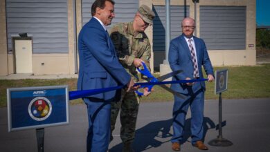 Ribbon-cutting ceremony for the AFRL's new Advanced Munitions Technology Complex at Eglin Air Force Base, Florida, December 2022.