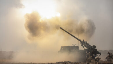 A French Caesar self-propelled howitzer fires into the Middle Euphrates River Valley in Southwest Asia, Iraq, Dec. 2, 2018. As part of the Combined Joint Task Force - Operation Inherent Resolve, they are supporting the Syrian Democratic Forces as they clear the last remaining pockets of ISIS from the Middle Euphrates River Valley and prevent them from fleeing into Iraq. In conjunction with partner forces, Combined Joint Task Force – Operation Inherent Resolve defeats ISIS in designated areas of Iraq and Syria and sets conditions for follow-on operations to increase regional stability. (U.S. Army photo by Sgt. 1st Class Mikki L. Sprenkle)