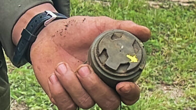 This handout photo from Amnesty International taken between June 27 and July 4, 2022 and released on July 20 shows an M14 landmine found by deminers in Kayah State in eastern Myanmar.