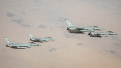 The Royal Air Force (RAF) and Qatar Emiri Air Force (QEAF) conducted a flypast over Doha today to celebrate the air defence partnership between both nations. The United Kingdoms Red Arrows joined QEAF and RAF Typhoon jets for an exciting flypast for spectators and senior representatives from both air forces gathered in Dohas harbour. The Red Arrows and Qatars aerobatic display team performed thrilling displays over the seafront. The RAF Typhoons were from 12 Squadron, the joint UK-Qatar Typhoon squadron, which is currently deployed to Qatar to support the formation of the QEAFs first Typhoon squadron and to support air security operations for the upcoming FIFA World Cup. Typhoons from 7 Squadron, the QEAFs first Typhoon squadron, flew alongside the RAF in the flypast. To successfully form 7 Squadron, the two air forces are collaborating in Qatar to apply the knowledge gained while working together on the joint Typhoon squadron at RAF Coningsby.
