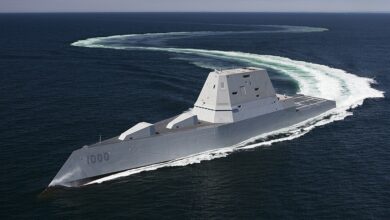 USS Zumwalt (DDG-1000) transits the Atlantic Ocean during acceptance trials April 21, 2016