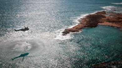 Pictured:Puma from 33 Squadron in Akrotiri practise winching a simulated casualty over the bases cliffs taken on the 14th of March 2023. The Puma HC.Mk 2 medium support helicopter operates under Joint Helicopter Command (JHC) control. The aircraft is used in a variety of combat roles, including the tactical movement of troops, weapons, ammunition, and stores on the battlefield, as well as the extraction of casualties and in response to medical emergencies on the frontline. It is also employed during non-combatant evacuations, and humanitarian and disaster relief operations.