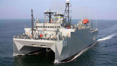 090309-N-0000X-001 WASHINGTON (March 9, 2009) The military Sealift Command ocean surveillance ship USNS Impeccable (T-AGOS-23) is one of five ocean surveillance ships that are part of the 25 ships in the Military Sealift Command Special Mission Ships Program. Impeccable directly supports the Navy by using both passive and active low frequency sonar arrays to detect and track undersea threats. (U.S. Navy Photo/Released)