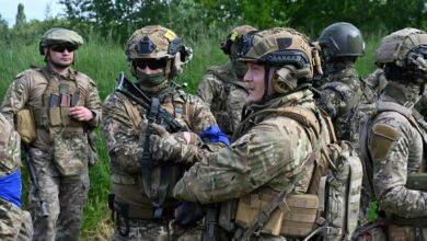 Fighters of the Russian Volunteer Corps in northern Ukraine, not far from the Russian border