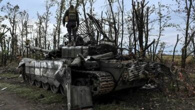 abandoned Russian tank