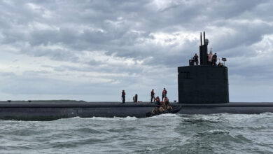 CARTAGENA, Colombia (July 15, 2023) East-coast based U.S. Naval Special Warfare Operators (SEALs) and Colombian special operations personnel drive a combat rubber raiding craft alongside the Los Angeles-class fast-attack submarine USS Pasadena (SSN 752) during UNITAS 2023. Hosted this year by Colombia, UNITAS is the world’s longest-running maritime exercise bringing together multinational forces from 20 partner nations, training in joint maritime operations that enhance tactical proficiency and increase interoperability. Naval Special Warfare Group 2 produces, trains, supports, and deploys the world’s premier maritime special operations commandos to conduct full-spectrum operations and integrated deterrence that support national objectives. (U.S. Navy photo by Mass Communication Specialist 1st Class Bill Carlisle)