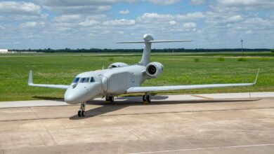 The first EC-37B Compass Call delivered to the US Air Force