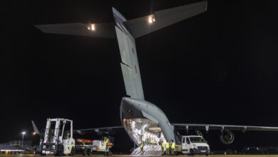 A second UK flight carrying equipment that will support humanitarian agencies to deliver lifesaving supplies to Gaza arrived in Egypt today. This will be followed by a number of flights to deliver 30 tonnes of vital equipment such as forklift trucks, belt conveyors and lighting towers, which have been specifically requested by UK partners in the region, including the Egyptian Red Crescent. RAF delivers another large load of essential equipment to Middle East, consignment includes · Generators · Forklift trucks · Pallet trucks, including 2 for rough terrain Fuel store · Conveyor belt loader · Vehicle service kits The equipment will be set up close to the Rafah border crossing  increasing the capacity of agencies to manage and deliver significant quantities of aid to those in Gaza. Rafah is currently the only entry point for aid into Gaza. This is the second Royal Air Force humanitarian flight from Brize Norton and follows the delivery of 21 tons of essential supplies, including wound care packs and water filters, which arrived in Egypt last week and was handed over to partner agencies working on the ground in Gaza.