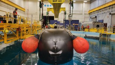US Navy's first Orca Extra Large Unmanned Undersea Vehicle (XLUUV), the XLE0.