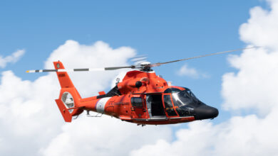 United States Coast Guard MH-65 Dolphin helicopter from Coast Guard Air Station Miami, training at Homestead ARB.