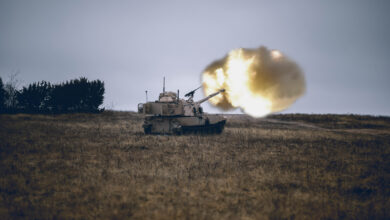 A crew with 2nd Battalion, 82nd Field Artillery, 3rd Armored Brigade Combat Team, 1st Cavalry Division take to the firing line during an eight-day long exercise to validate themselves on the Army’s most up to date version of the Paladin self-propelled howitzer system, the M109A7, Fort Hood, Texas, Jan. 19, 2021. (U.S. Army photo by Sgt. Calab Franklin, 3rd Armored Brigade Combat Team, 1st Cavalry Division Public Affairs)