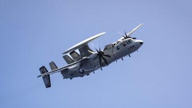 220715-O-LR179-1004-CA PACIFIC OCEAN (July 15, 2022) An E-2D Hawkeye, assigned to the "Wallbangers" of Carrier Airborne Early Warning Squadron (VAW) 117 conducts a maritime surveillance flight during Rim of the Pacific (RIMPAC) 2022. Twenty-six nations, 38 ships, three submarines, more than 170 aircraft and 25,000 personnel are participating in RIMPAC from June 29- Aug. 4 in and around the Hawaiian Islands and Southern California. The world’s largest international maritime exercise, RIMPAC provides a unique training opportunity while fostering and sustaining cooperative relationships among participants critical to ensuring the safety of sea lanes and security on the world’s oceans. RIMPAC 2022 is the 28th exercise in the series that began in 1971. (Royal Canadian Navy photo by S1 Melissa Gonzalez)