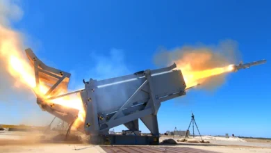 Naval Strike Missile (NSM) launcher manufactured in Australia.