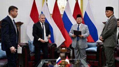 Russian Security Council Secretary Sergei Shoigu holds talks with Indonesian President Prabowo Subianto