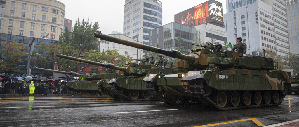 Republic of Korea Soldiers, display the K2 Black Panther during the 75th Republic of Korea Armed Forces parade, in Seoul, South Korea, on September 26, 2023. (Photo by U.S. Army Reserve Spc. Jason Palacios)
