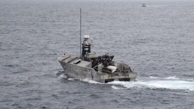 US Navy Mine Countermeasures Unmanned Surface Vehicle in Minehunt configuration completing sortie modes, including shallow and deep search, pruning, and Electro-Optic Identification