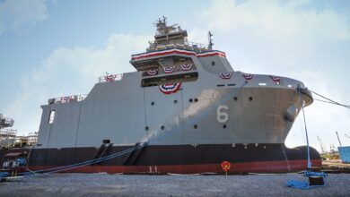 The lead Navajo towing, salvage, and rescue ship, the USNS Navajo (T-ATS 6)