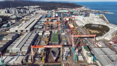 Aerial view of HD Hyundai Heavy Industries' Ulsan yard