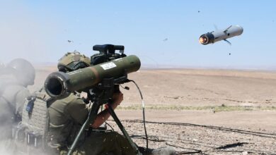 Soldiers firing a Spike missile system