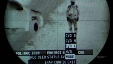 Night-mode sighting image of the Thermis Mk2 scope