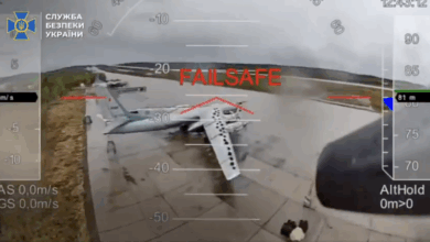 Ukrainian drone strike at a Russian aircraft during Operation Spider's Web