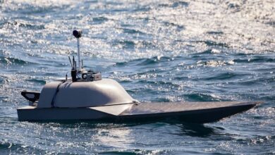 An unmanned surface vessel.