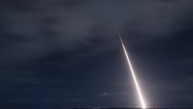 A target missile was launched from the Pacific Missile Range Facility at Kauai, Hawaii during Flight Test Standard Missile-45. The USS JOHN FINN (DDG-113) detected and tracked the target missile with its onboard AN/SPY-1 radar using the Aegis Baseline 9.C2 weapon system. Upon acquiring and tracking the target, the ship launched an SM-3 Block IIA guided missile which intercepted the target.