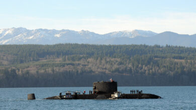 The Royal Canadian Navy long-range patrol submarine HMCS Victoria arrives at Naval Base Kitsap-Bangor for a port call and routine maintenance. The visit is Victoria's first to Bangor since 2004.