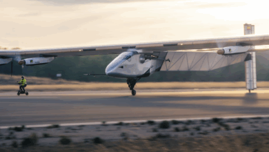 Skydweller Aero's aircraft during takeoff against a daylight background