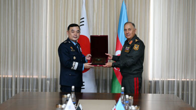 Azerbaijan and South Korea representatives during a defense cooperation talks in Baku