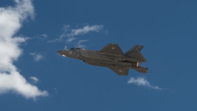 An Israeli F-35I Adir assigned to 140 Squadron, Nevatim Air Base, takes off for a mission during Red Flag-Nellis 23-2 at Nellis Air Force Base, Nevada, March, 23, 2023. Red Flag is an opportunity to build on the success of JUNIPER OAK 23-2, JUNIPER FALCON, and additional combined exercises to enhance interoperability with Israel, strengthen bilateral cooperation, and improve capabilities in ways that enhance and promote regional stability and reinforce the United States’ enduring commitment to Israel’s security. (U.S. Air Force photo by William R. Lewis)