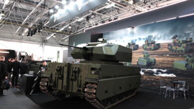 DOK-ING’s MV-8 Komodo robotic platform with Valhalla’s Mangart 25 AD turret is on display at the SIDEC 2025.