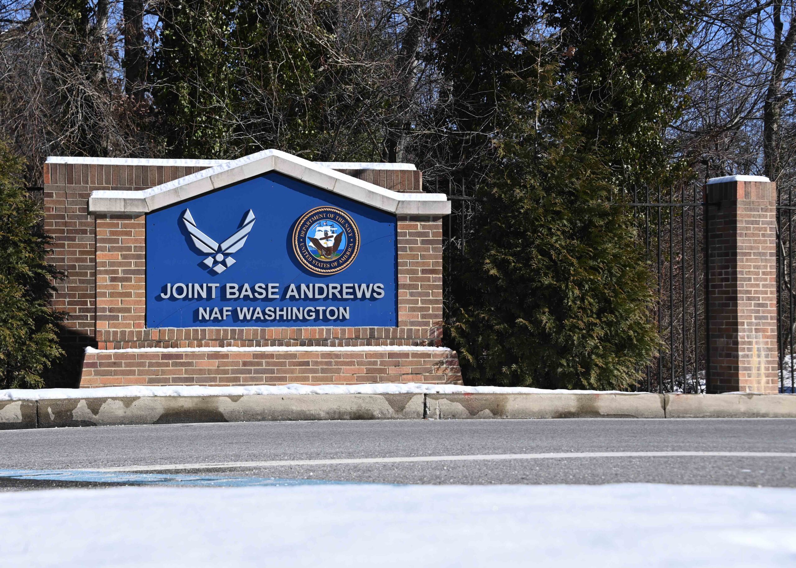Main entrance at Joint Base Andrews, Maryland