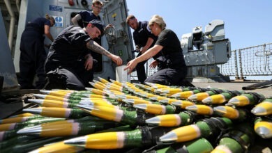 Pictured: Gunners prep the 30mm rounds for the DS-30M Mk II Naval Gun on HMS Dauntless. HMS Dauntless conducts the last gunnery serial with ships company cleaning, preparing and loading weapons prior to going through the Suez Canal with the Carrier Strike Group. Images taken on 23rd May 2025. The Carrier Strike Group is the Royal Navy's key deployment of 2025. Led by UK flagship HMS Prince of Wales and involving a dozen nations, the eight-month mission - known as Operation Highmast - will take the task group to the western Pacific Rim via the Mediterranean and Middle East with a series of large-scale exercises with Britain's allies and partners. The goal is to reaffirm the UK's commitment to the security of the Mediterranean collective resolve with our allies and showcase British trade and industry. Over the course of the deployment, upwards of 4,500 British military personnel will be involved, including nearly 600 RAF and 900 soldiers alongside 2,500 Royal Navy sailors and Royal Marines.