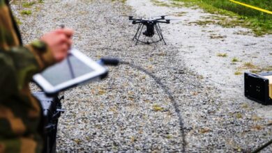 Soldier operating with an unmanned aerial system