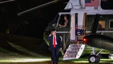 President Trump returns to the White House in Washington, DC.