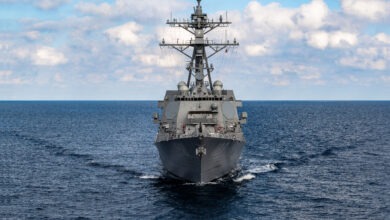 HII’s Ingalls Shipbuilding division successfully completed acceptance trials for Arleigh Burke-class guided missile destroyer Ted Stevens (DDG 128), the second Flight III destroyer built by Ingalls. The ship successfully demonstrated required mission capabilities and is now preparing for delivery to the U.S. Navy. (Photo by HII)